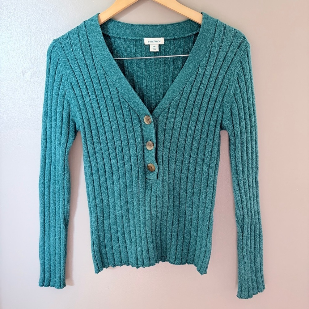 Sundance V-Neck Button-Up Sweater